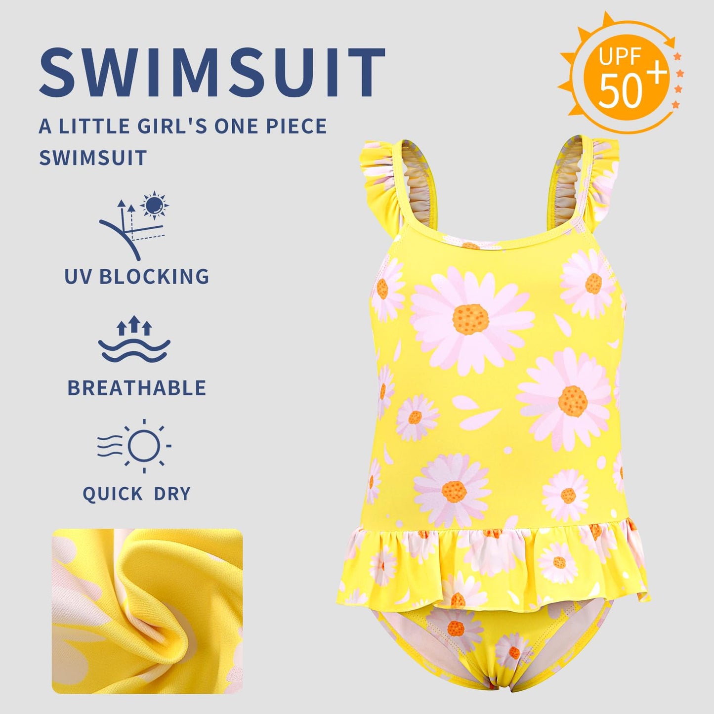 TIZAX Badeanzug für Mädchen Einteiliger Schwimmanzug Kleinkind Niedliche Rüschen Bademode Schnell trocknende Sommerferien Bikini für Kinder 2~7 Jahre