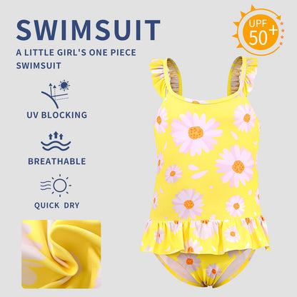 TIZAX Badeanzug für Mädchen Einteiliger Schwimmanzug Kleinkind Niedliche Rüschen Bademode Schnell trocknende Sommerferien Bikini für Kinder 2~7 Jahre