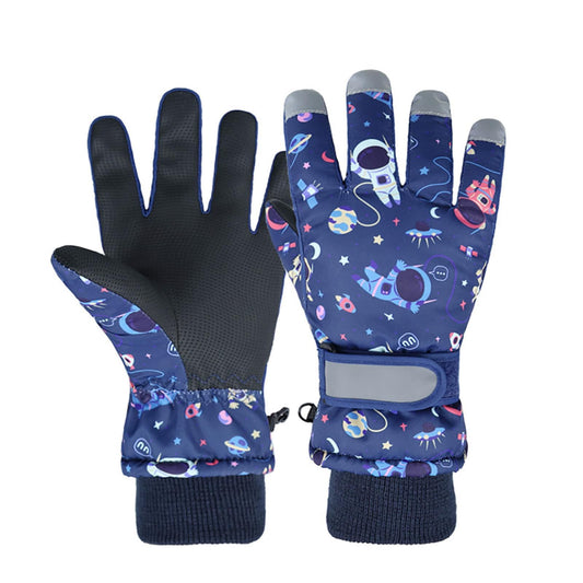 HNGEMSY Children's Winter Snow Gloves Ski Gloves for 2-13 Years Girls Boys PU Palm Waterproof Windproof Warm Fleece Winter Gloves