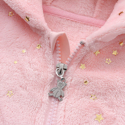 Baby Overall Winter Fleece Schneeanzug Baby Warm Romper mit Kapuze Herbst Winter für Jungen Mädchen 0-12 Monate