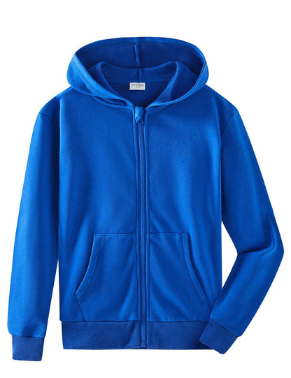 Spring&Gege Jungen Hoodie Sweatjacke Basic Einfarbig Baumwoll Kapuzenjacke für Kinder（3-12 Jahre）