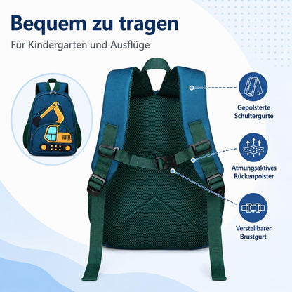Kinderrucksack Jungen Kinder Rucksack Tagesrucksack Vorschulrucksack Kindergartentasche Schulrucksack für Schule Kita 38cm 3-8Y