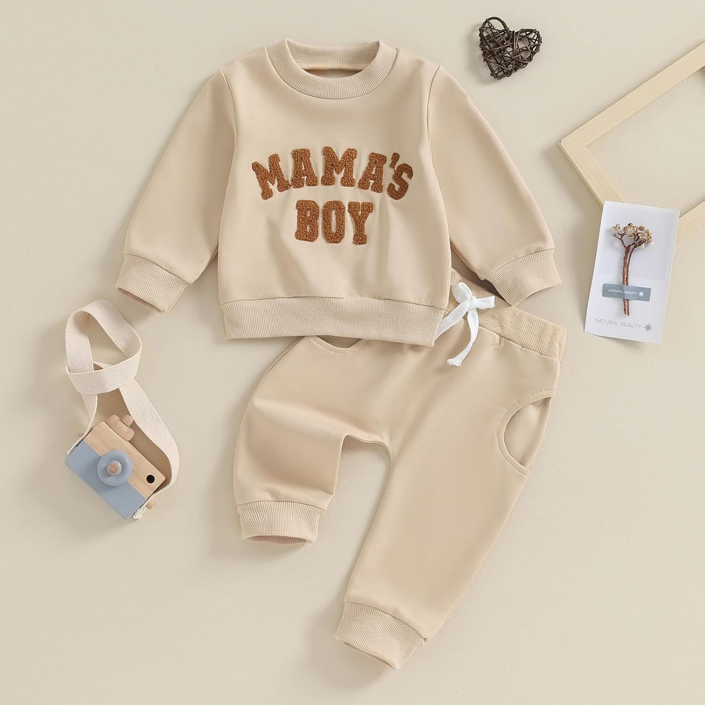 Baby Boys' Two-Piece Outfit, Long Sleeve Sweatshirt + Trousers, 2-Piece Set, Baby Clothing, 0-3 Years, Children's Outfit for Baby Boys 