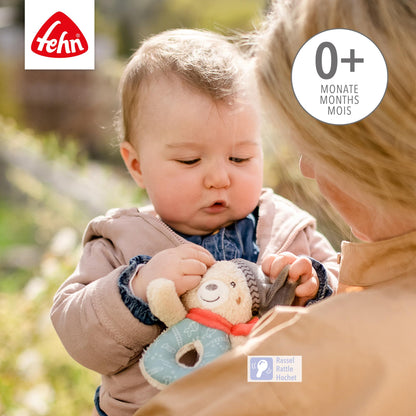 Fehn Baby Ring Greifling Lama - Kuscheltier Babyspielzeug mit Rassel - Motorikspielzeug für das spielerische Lernen - Plüschtier als Einschlafhilfe - Spielzeug für Babys & Kleinkinder ab 0+ Monaten