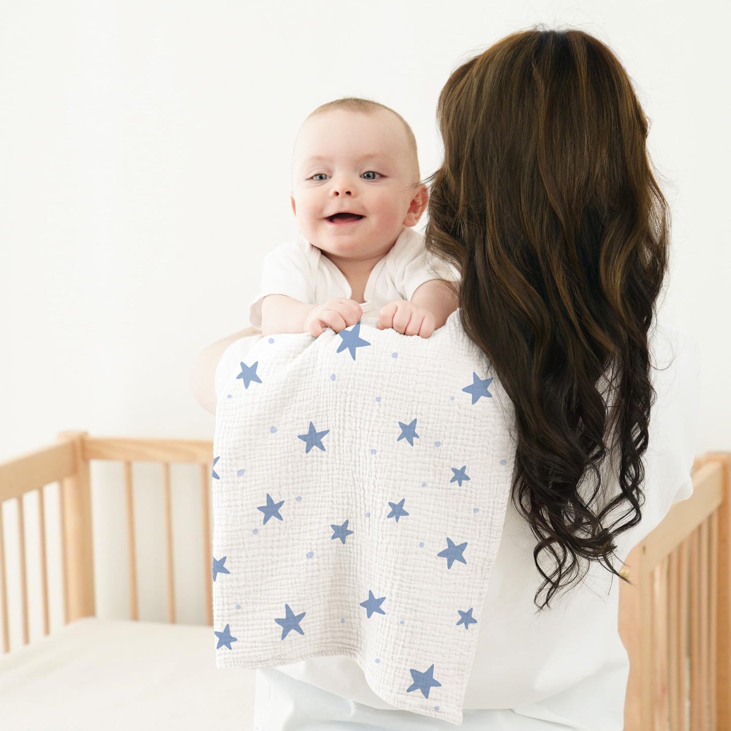 Bearmoss Moltontücher Baby 100% Baumwolle Weiche Spucktücher Baby,Atmungsaktiv und Extrem Saugfähig Musselin Tuch für Saugstark Mulltücher 4er 60x60cm (Brauner Druck)