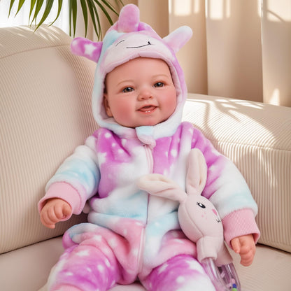 BABESIDE Baby Puppe - 43 cm / 17 Zoll Mädchen Babypuppen mit Stoffkörper - Babypuppe Mit Bezauberndem Outfit, Schnuller Und Babyflasche Als Geschenk FüR Kinder Ab 2 Jahren