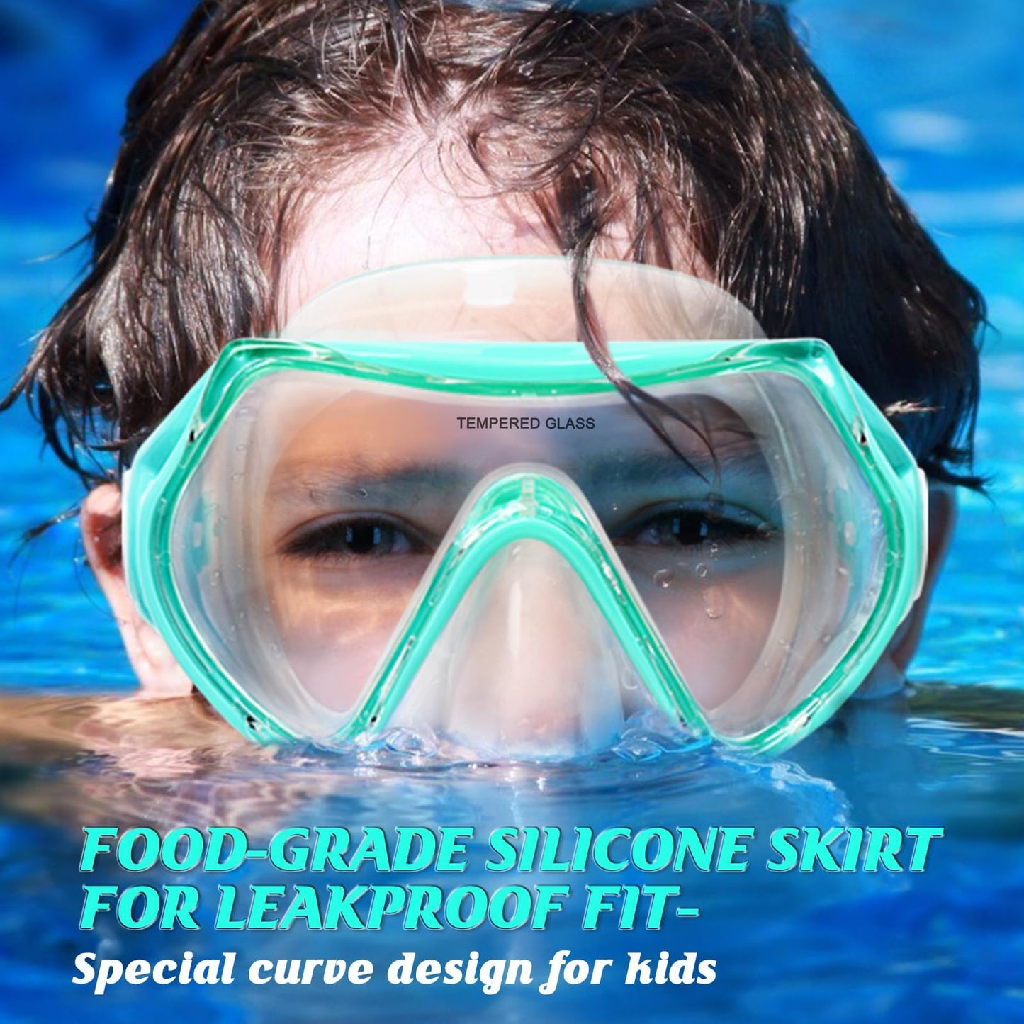 WOVOKA Taucherbrille Kinder, Schwimmbrille Kinder für 4-12 Jahre, Tauchmaske Schnorchelmaske Nasenabdeckung 180°Panorama HD Anti Nebel Anti-Leck für Jungen Mädchen Jugendliche