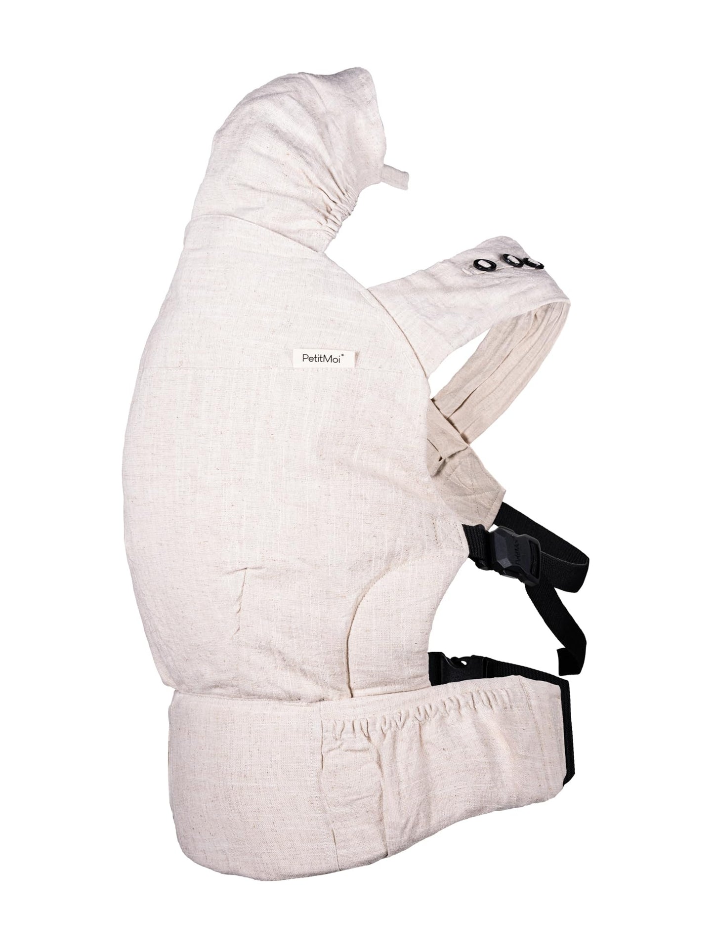 Petit Moi Première Babytrage Rucksack Halter ab 3,5 kg Neugeborene Kleinkinder Unisex speziell designt für aktive Väter und Mütter robuste atmungsaktive Baumwolle Leinen - écru - One Size