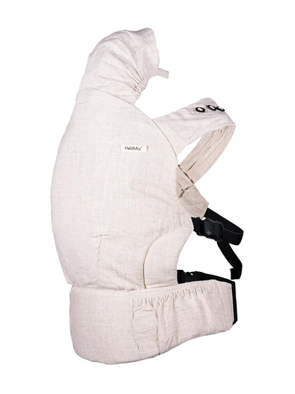 Petit Moi Première Babytrage Rucksack Halter ab 3,5 kg Neugeborene Kleinkinder Unisex speziell designt für aktive Väter und Mütter robuste atmungsaktive Baumwolle Leinen - écru - One Size
