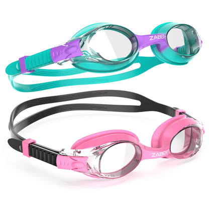 ZABERT K20 2er Pack Schwimmbrille für Kinder, Antibeschlag UV-Schutz, für Kinder Alter 3-10 Jahre