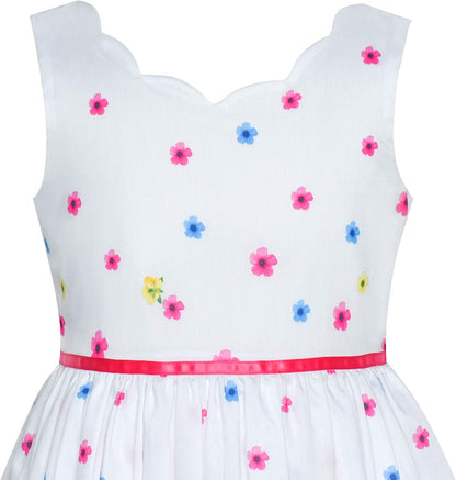 Sunny fashion girls' sleeveless polka dot dress rose garden green print size