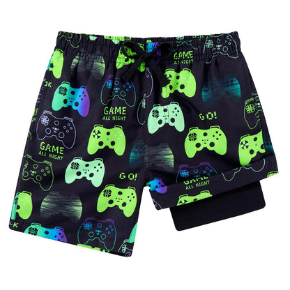 Fanient Badehose Jungen Schwimmshorts - 2 in 1 Badeshorts mit Kompression Liner für optimalen Komfort