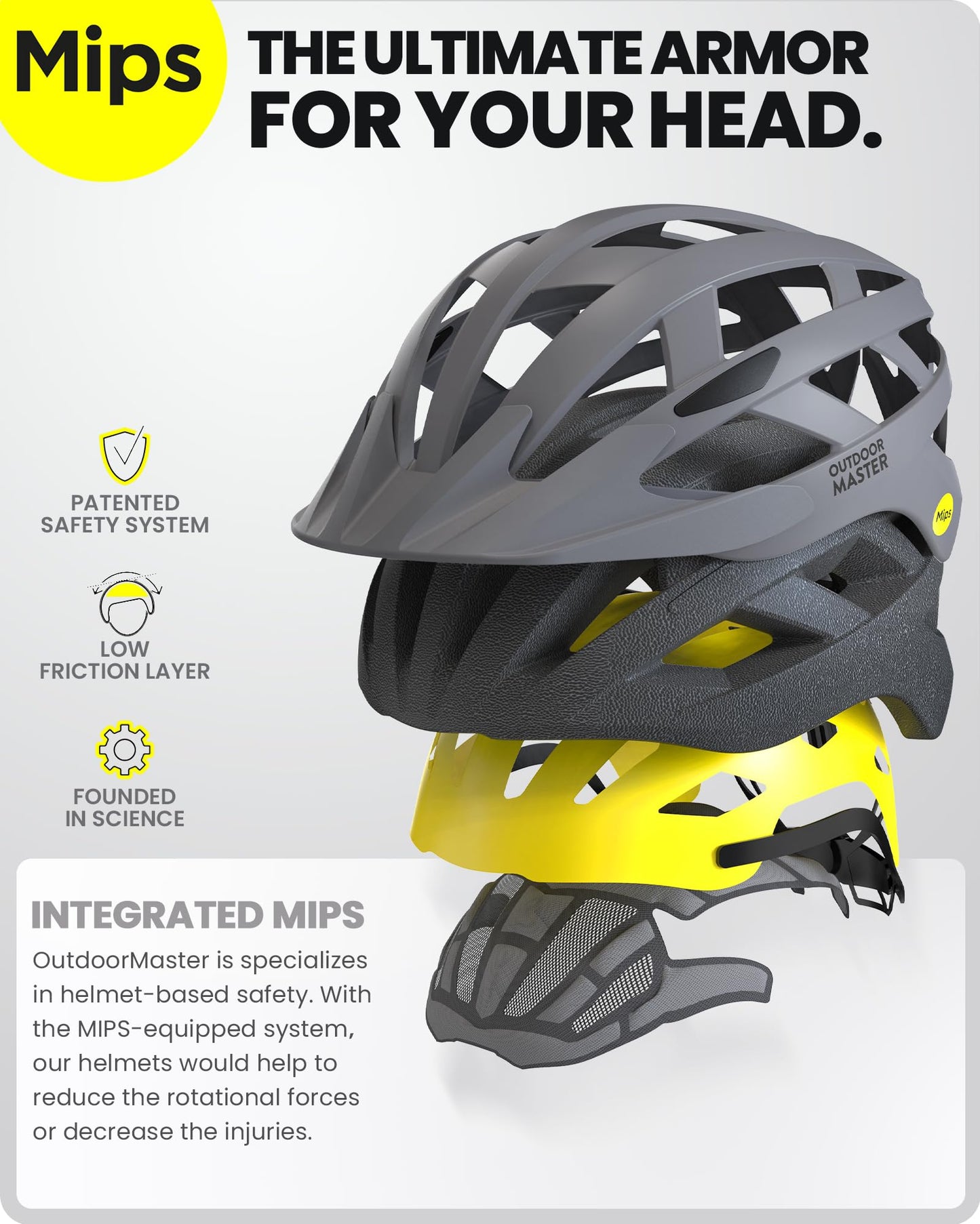 OutdoorMaster MIPS Fahrradhelm - Zwei herausnehmbare Innenfutter & Belüftung in Multi-Environment - Fahrradhelm in Mountain, Autobahn für Jugendliche & Erwachsene
