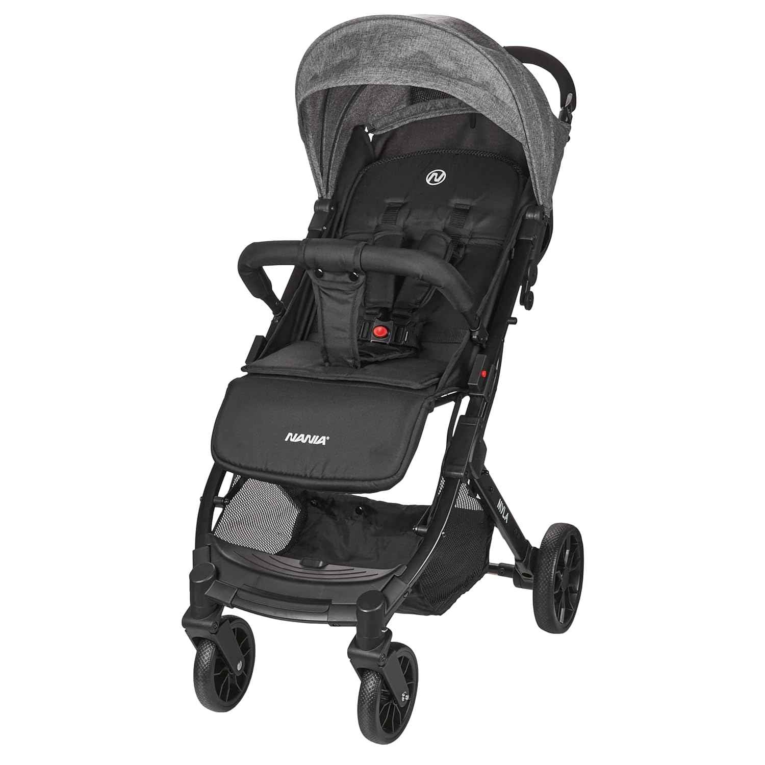 Nania Myla, kompakter Buggy, Kinderwagen 0 bis 4 Jahre (22 kg max), leicht (7,5 kg), Stadtwagen, mit einer Hand in Liegeposition neigbar, großer Aufbewahrungskorb, mit Transporttrolley