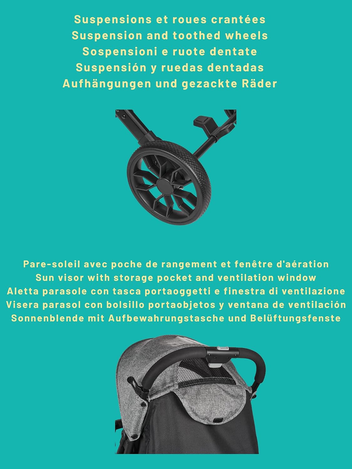 Nania Myla, kompakter Buggy, Kinderwagen 0 bis 4 Jahre (22 kg max), leicht (7,5 kg), Stadtwagen, mit einer Hand in Liegeposition neigbar, großer Aufbewahrungskorb, mit Transporttrolley