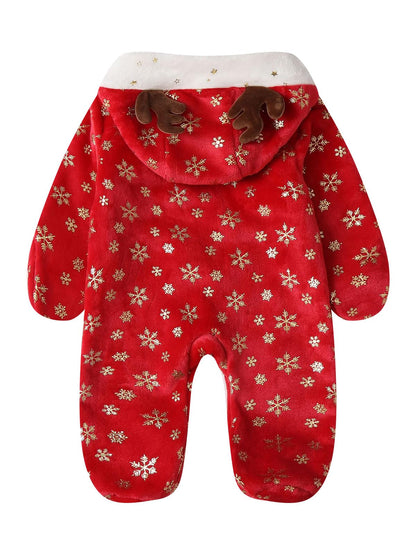 Baby Overall Winter Fleece Schneeanzug Baby Warm Strampler mit Kapuze Herbst Winter für Jungen Mädchen 0-12 Monate