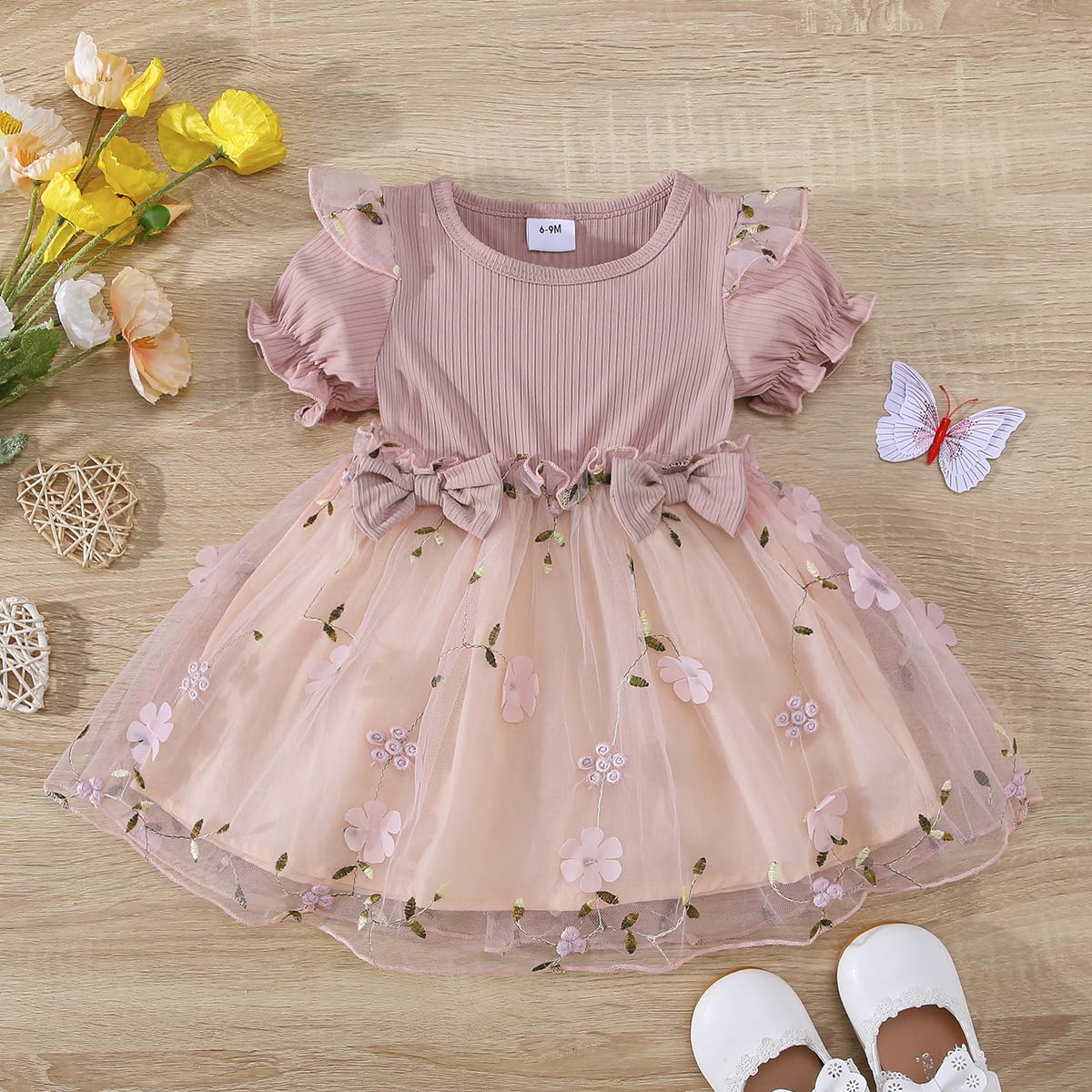Kleinkind Baby Mädchen Kleidung Set Langarm Rüschen Gänseblümchen Gedruckt Tüll Tutu Rock Ein Stück Strampler Kleid Herbst Outfit