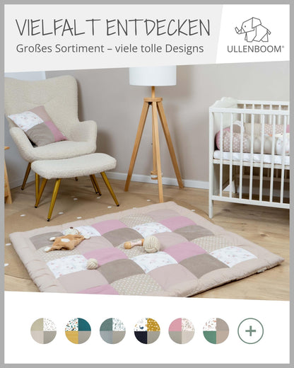 ULLENBOOM Krabbeldecke für Baby 100x100 cm, 100% OEKO-TEX Materialien, Made in EU, Dick & weich gepolstert, Sandblume - ideal als Babydecke, Laufgittereinlage & Spieldecke Baby