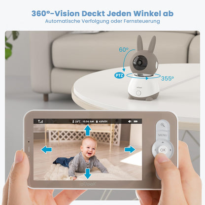 ieGeek Babyphone mit Nachtsicht - 2K 5" WLAN PTZ Kamera für rundum Sicherheit