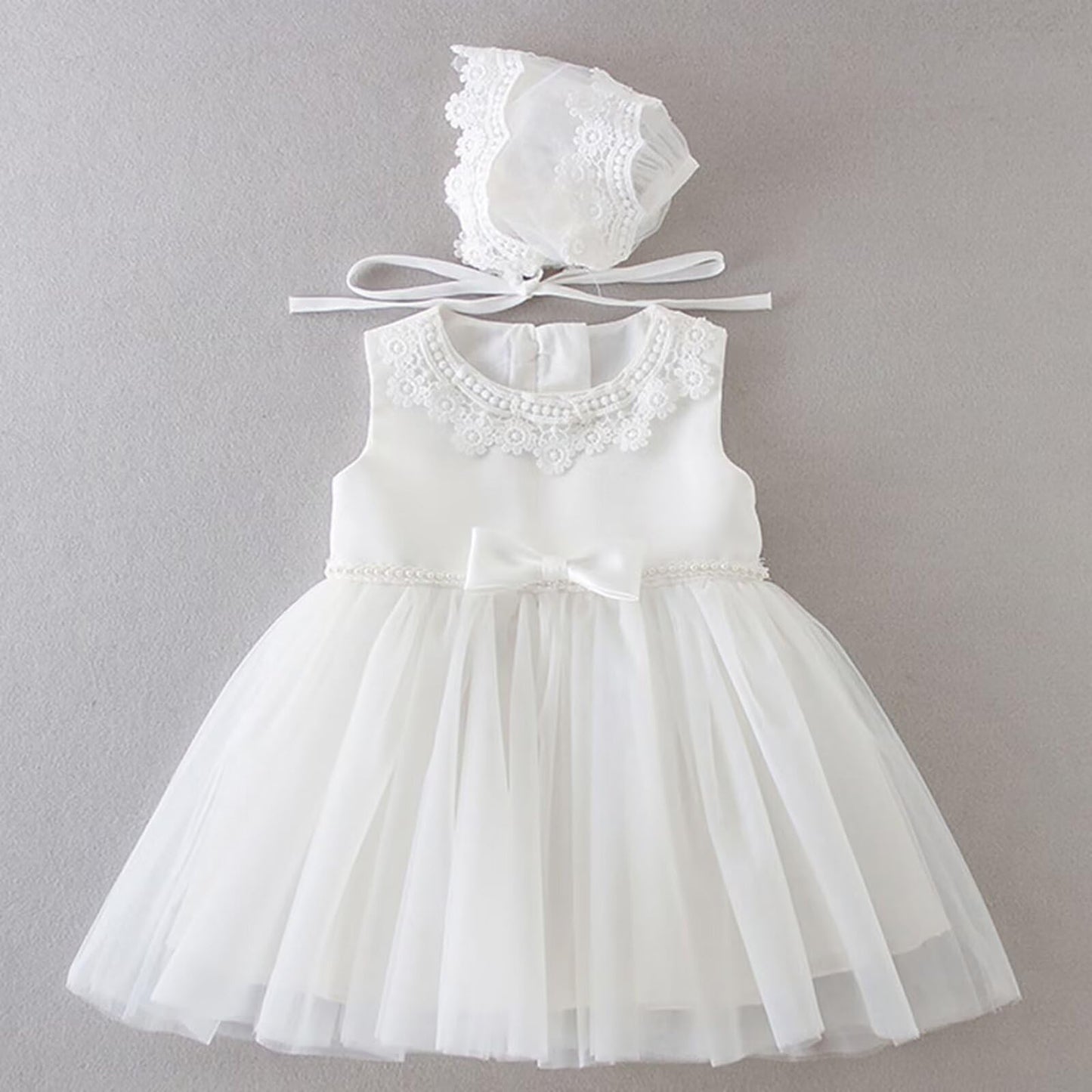 Baby Mädchen Weiße Taufe Kleid mit Kapuze Neugeborene Taufe Kleid Spitze Kleid für Hochzeit Geburtstag