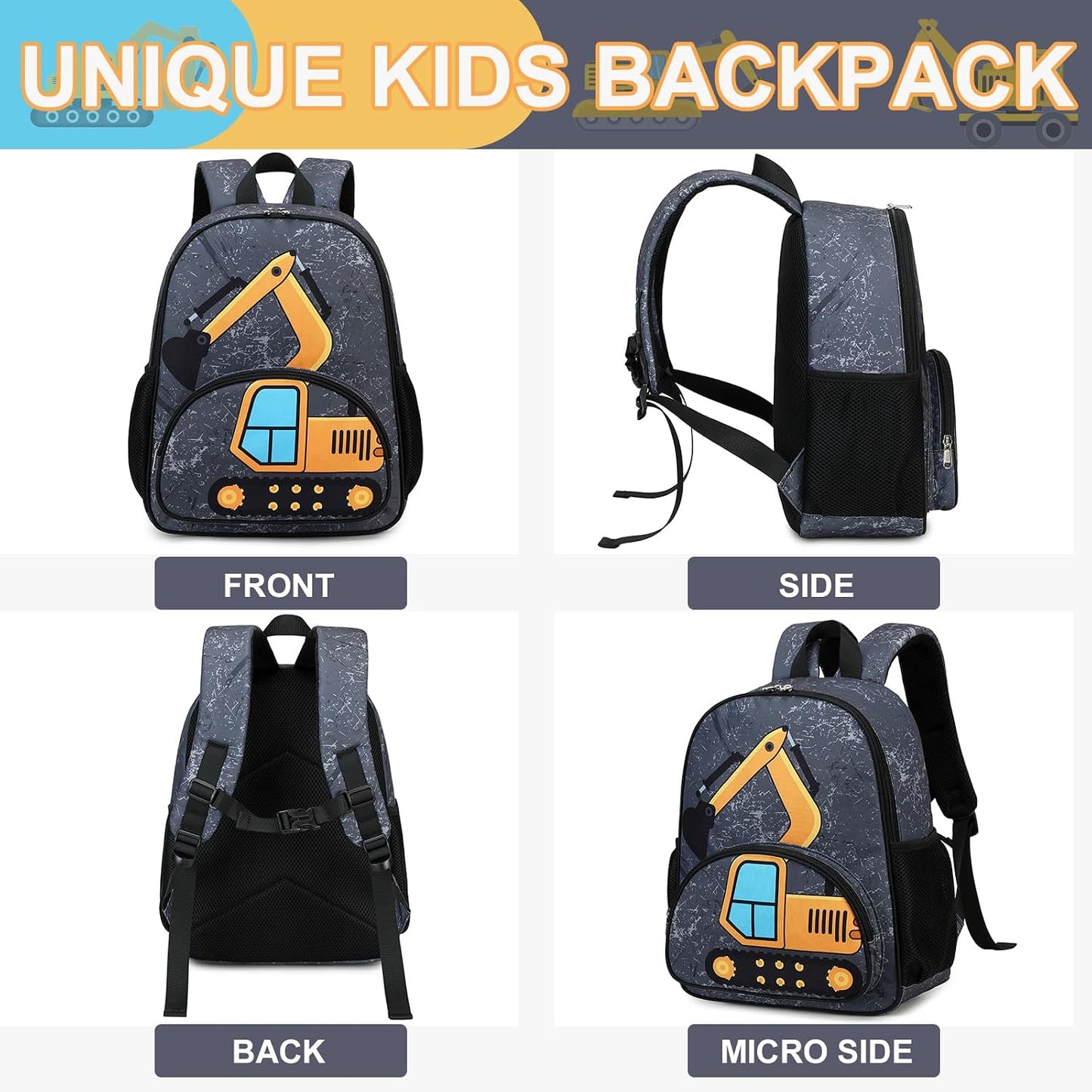 Kinderrucksack Jungen Kinder Rucksack Tagesrucksack Vorschulrucksack Kindergartentasche Schulrucksack für Schule Kita 38cm 3-8Y