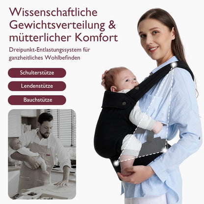 Momcozy Babytrage aus 100% Baumwolle – Baby Carrier für Kleinkind (3-24 Monate, 3,2-20 kg) · Ergonomische M-Position · X-Rücken · Taillengurt 64-127cm, Khaki