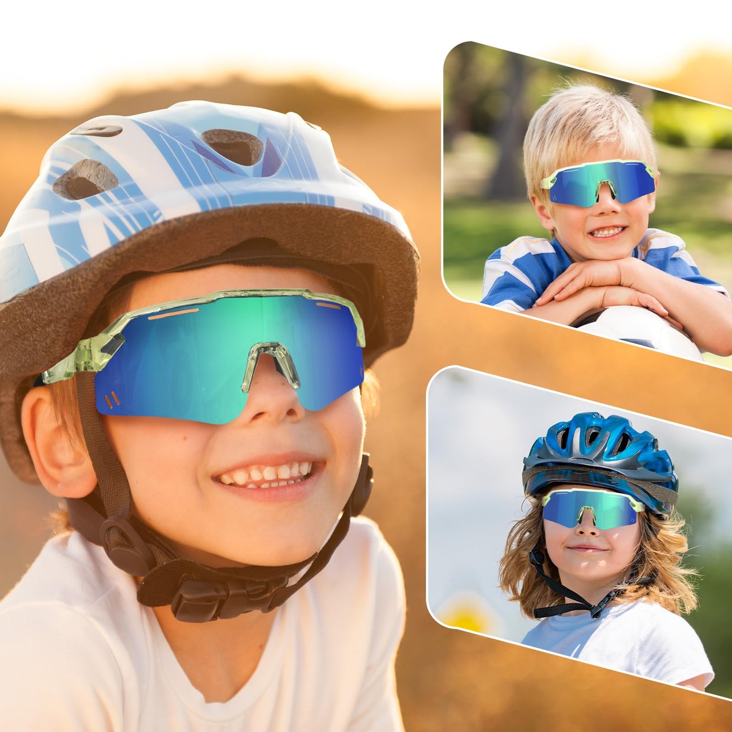 Beipegin Sonnenbrille Kinder Polarisierte UV400 Schutz Jugendliche Fahrradbrille Sportbrille Schnelle Brille Sonnenstrahlen Radfahren Sonnenbrillen für Teens Jungen Mädchen
