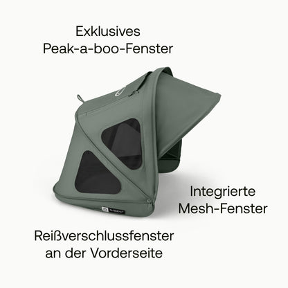 Bugaboo Dragonfly Sonnendach mit Lüftungsfenstern, ausziehbar für zusätzlichen und optimalen Sonnenschutz, wasserabweisend, Deep Indigo
