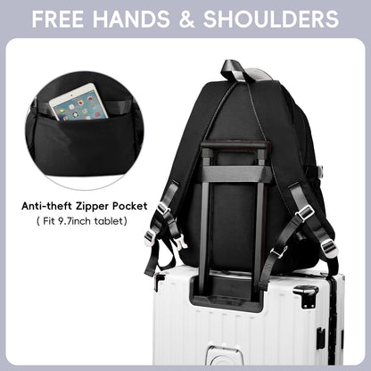 School Backpack Teenager - 36L School Bag for Girls from 5th Grade, Large Backpack for Middle and High School, Casual Children's Backpack with Cute Pendant and Trolley Strap, black, Backpack 