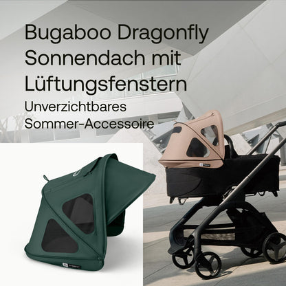 Bugaboo Dragonfly Sonnendach mit Lüftungsfenstern, ausziehbar für zusätzlichen und optimalen Sonnenschutz, wasserabweisend, Deep Indigo