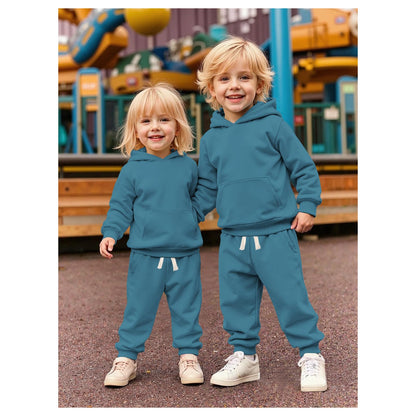 BOUTIKOME Baby Clothing Boys Girls Outfits Newborn Baby Clothing Hoodie and Trousers Two Piece Set with Hood Warm Soft Long Sleeve Shirt Plain Children's Hoodie 