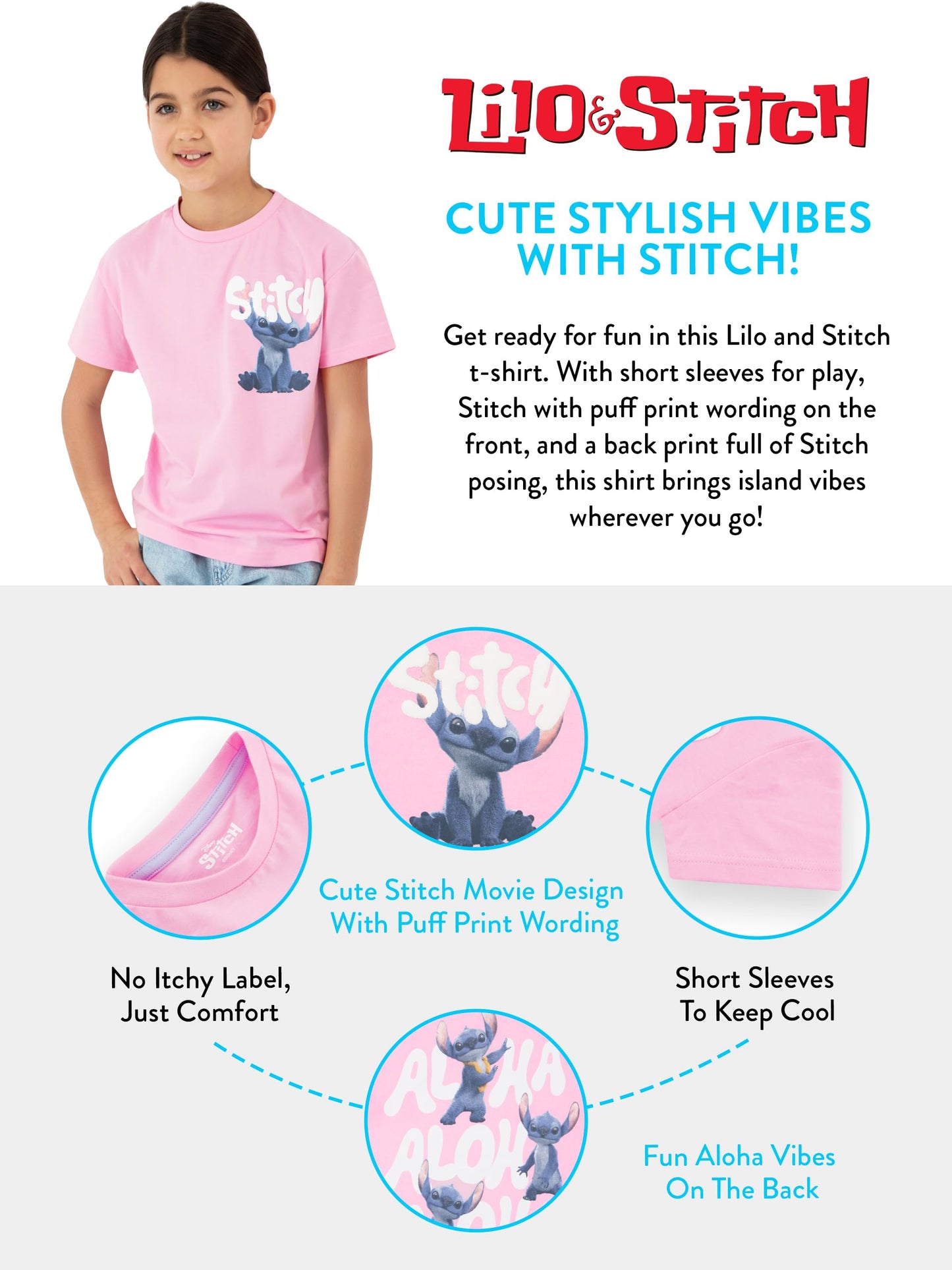 Disney Tshirt, Baumwolle T Shirt Mädchen, Lilo Und Stitch Tshirt Kinder Für Den Sommer, Stitch Tshirt