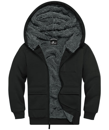LLdress Fleece Jacket Boys Hoodie with Zip Children's Hoodie Boys Warm Hooded Jacket Causal Winter Ourdoor Sweat Jacket with Fleece Lining Hooded Jackets for Boys