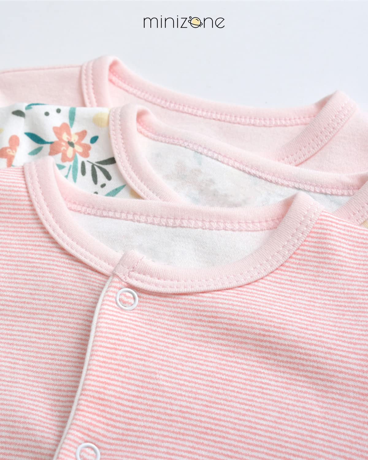 Minizone Baby Schlafstrampler 3er Pack, Pyjamas Langarm Strampler Jungen Mädchen Geschenk 9-12 Monate