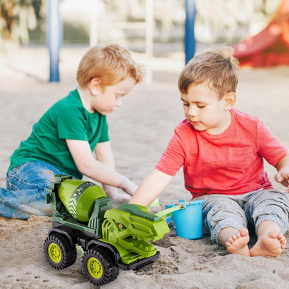 Baustellenfahrzeuge ab 3 Jahren, Set mit 3 Dinosaurier-Sandgruben-Spielzeugset mit Bagger, Transporter, Muldenkipper, robustem Sandspielzeugfahrzeugen Auto, geeignet als Sandspielzeug für Kinder ab 2+ (01)