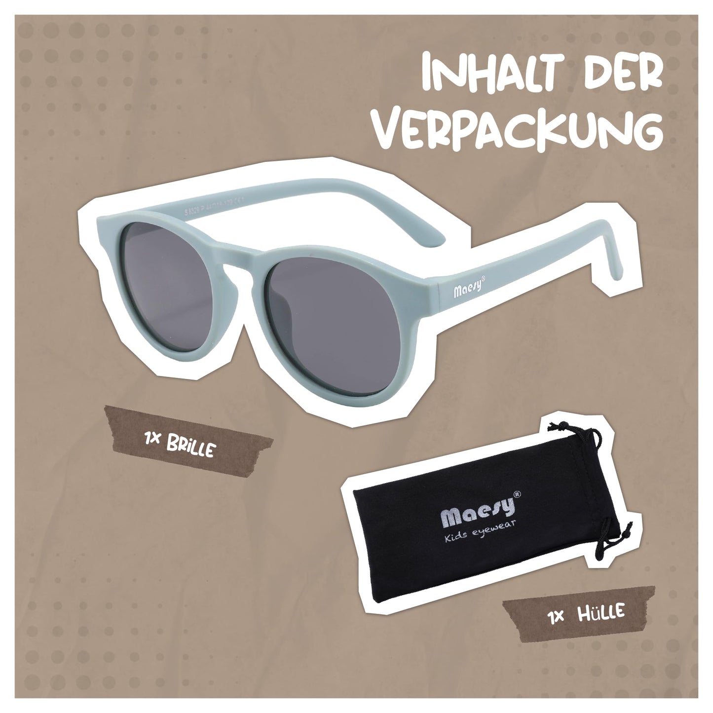 Maesy Faela Kindersonnenbrille für 3-6 Jahre - UV400 polarisierter Schutz - Flexibler und flexibler Rahmen - Sichere und bequeme Kindersonnenbrille für Kleinkinder