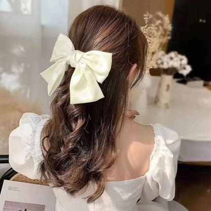 Bow Hair Clip, Pack of 2 Women Hair Bows Large Bow Hair Clip French Hair Clips Girls Hair Clips (Black + White)