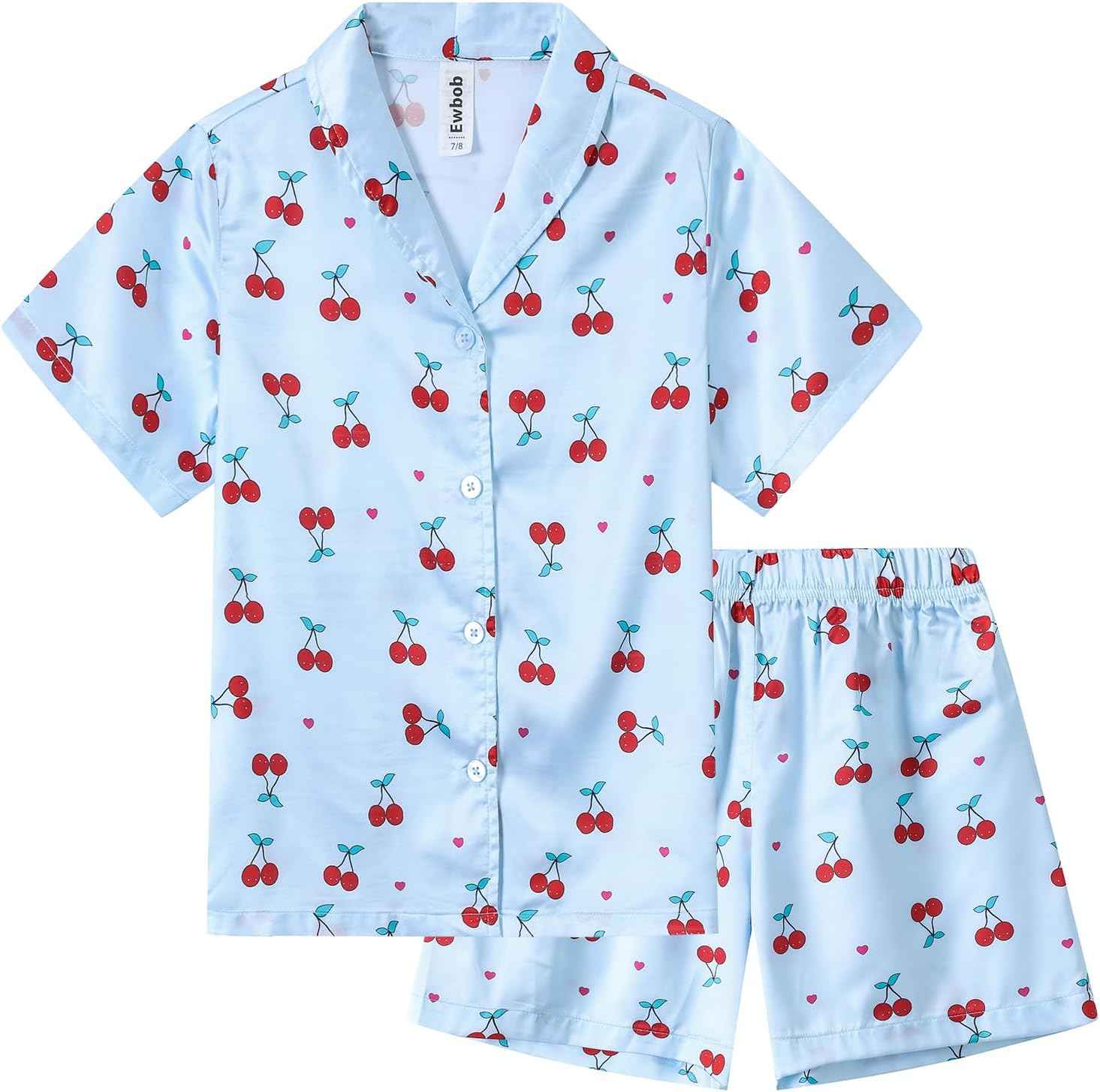 Pyjamas Girls Children, Cute Pyjama Sets, Satin Pyjamas for Girls 5-14 Years
