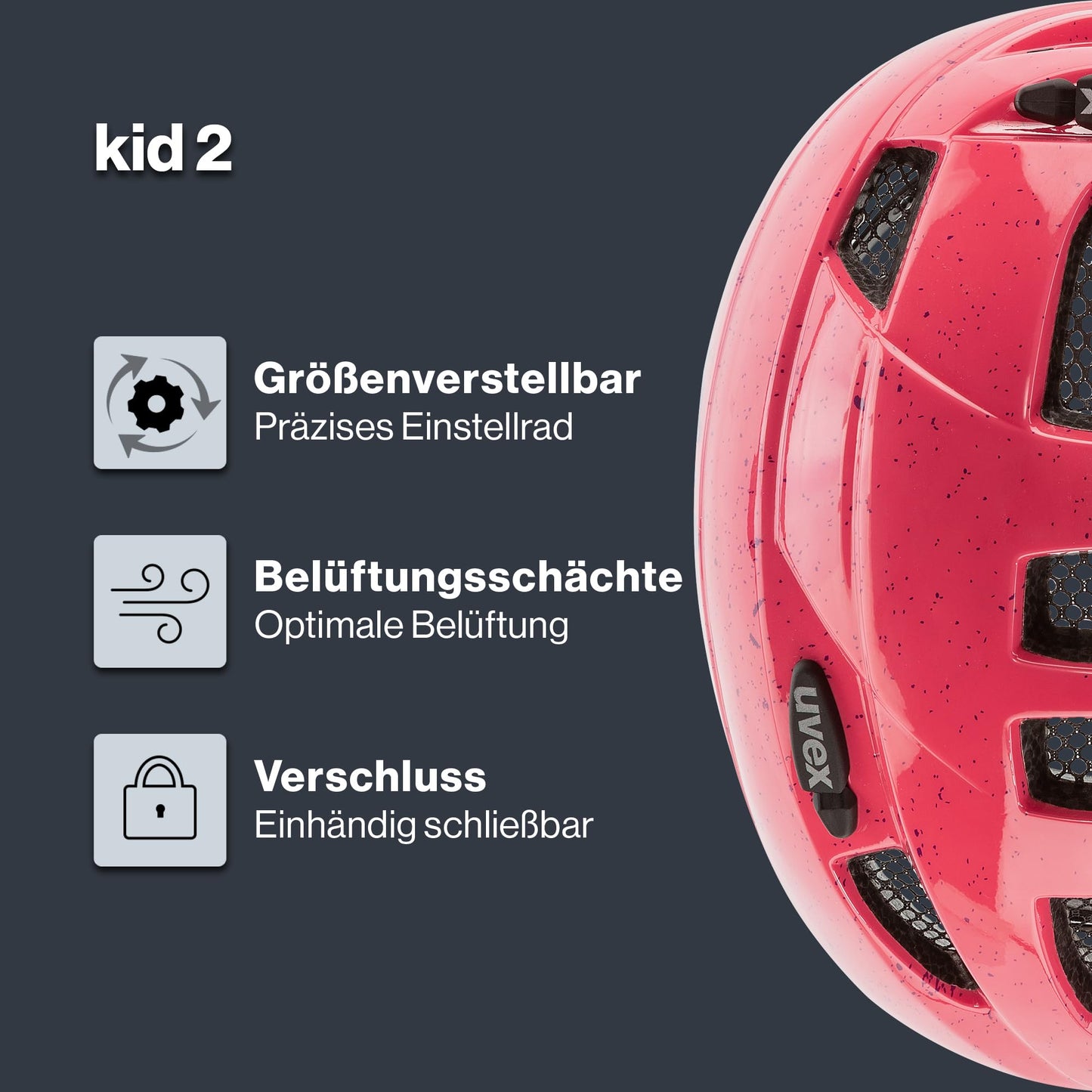 uvex Kid 2 - Lightweight bicycle helmet for children - individual size adjustment - expandable with LED light 
