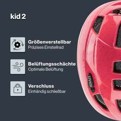 uvex Kid 2 - Lightweight bicycle helmet for children - individual size adjustment - expandable with LED light 