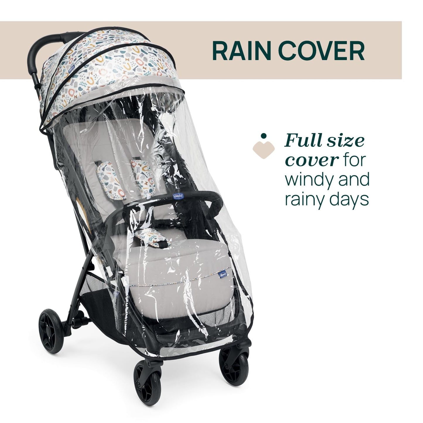 Chicco, Glee Pushchair from 0 Months to 4 Years with Automatic and Compact Closure, Extendable Hood with SPF 50+ and Rain Cover, 3-Level Adjustable Backrest, Leg Rest