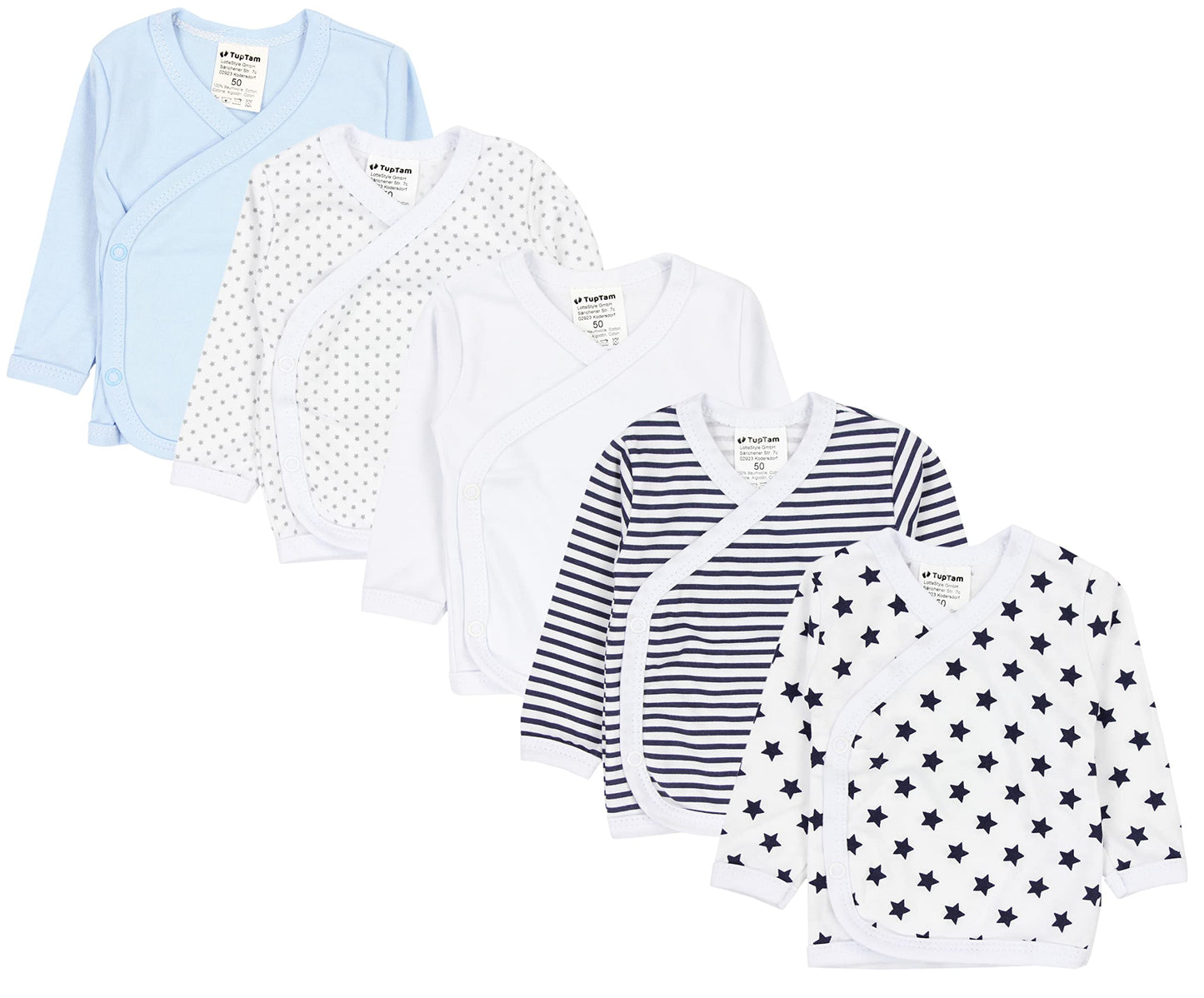 TupTam Baby Jungen Langarm Wickelshirt Baumwolle 5er Set