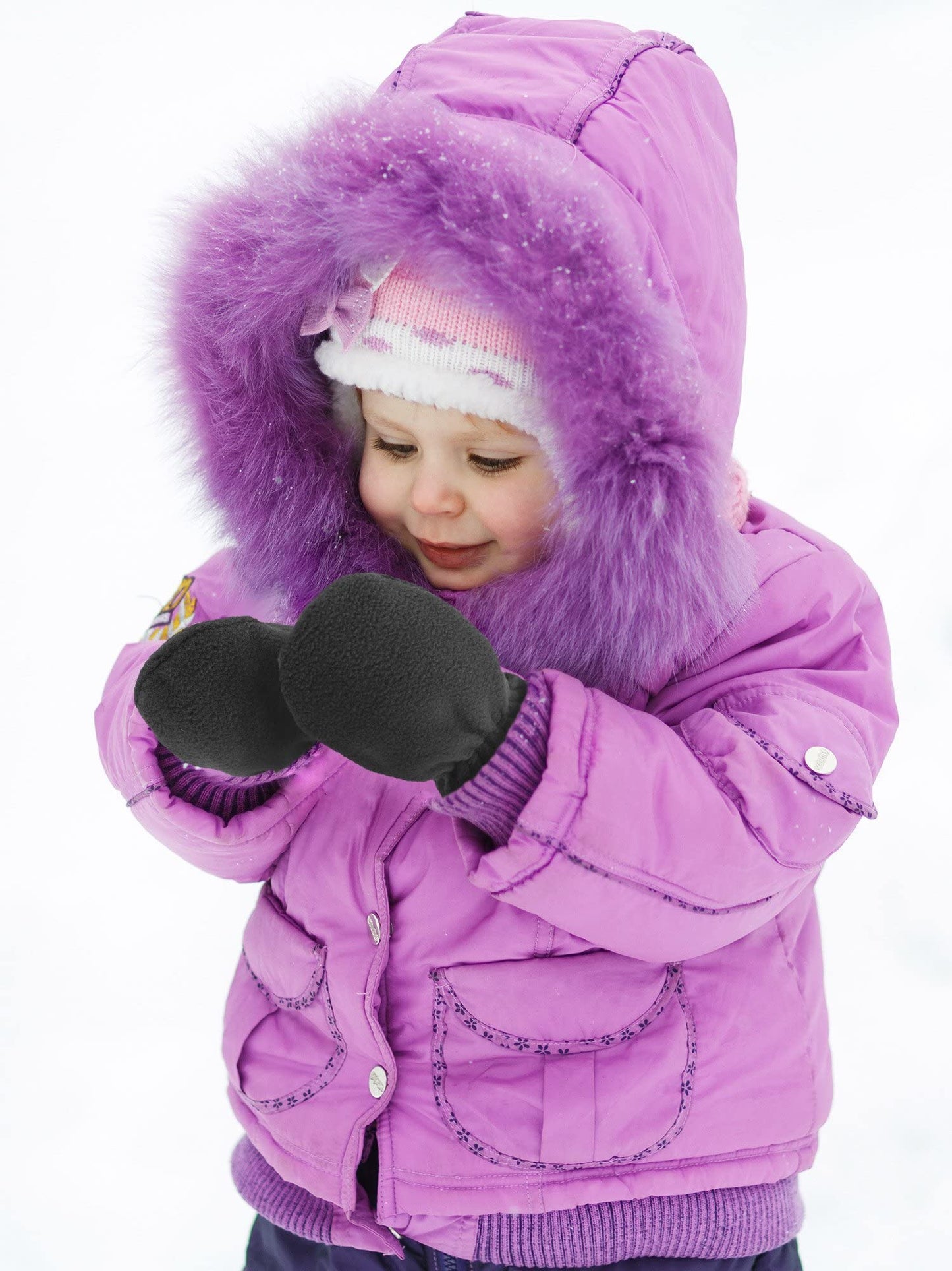 Boyiee 3 Pairs Newborn Baby and Toddler Winter Mittens Gloves Fleece