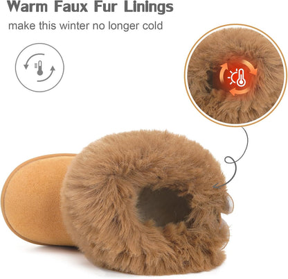 KVbabby Winter Boots Girls Warm Children's Winter Shoes Plush Lined Baby Ankle Boots Snow Boots Non-Slip Boots Toddler Shoes Slip On Boots