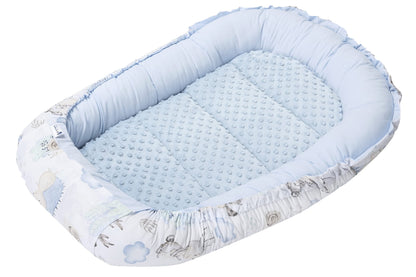 Medi Partners Babynestchen Babynest Set 100x60x15 Kuschelnest 5 teilig herausnehmbarer Einsatz Kokon Nestchen Babys Neugeborene 100% Baumwolle (REH mit Grauem Minky) - Meloni2