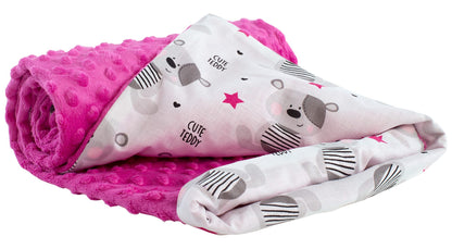 Medi Partners Babydecken Baby 100% Baumwolle Krabbeldecke Babydecke 75x100cm doppelseitig Kinderbett Minky Kuscheldecke Kinderwagen (REH mit grauem Minky)