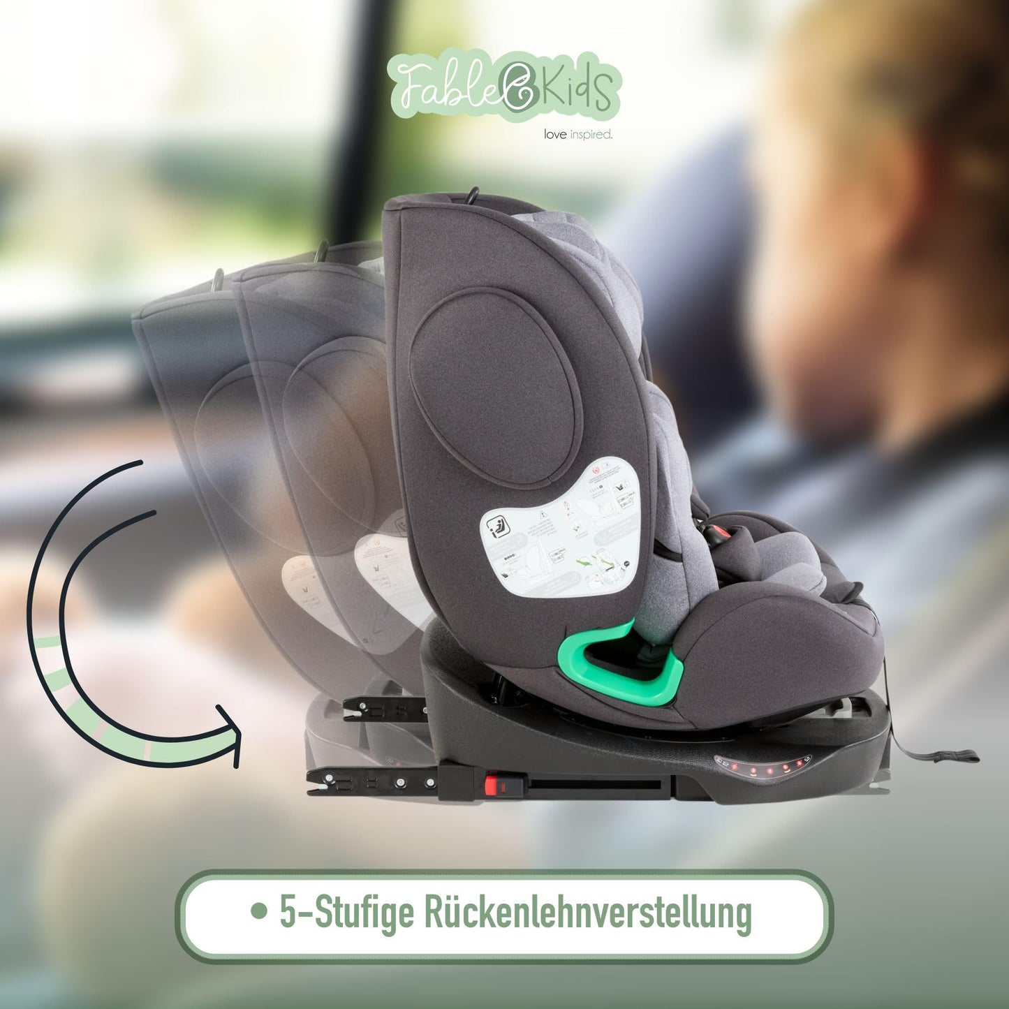FableKids NORA Kindersitz Grau | 360° drehbarer i-Size Autokindersitz 40–150 cm | Reboarder mit ISOFIX & Stützbein | höhenverstellbare Kopfstütze & Rückenlehne | ECE R129/04 zertifiziert - Meloni2