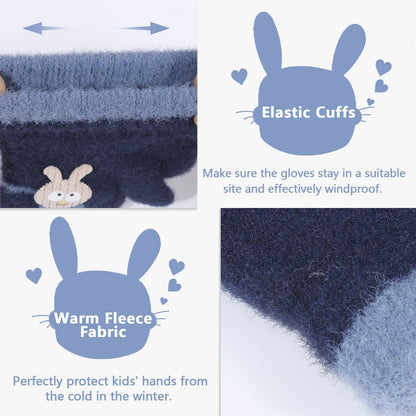 Becellen 2 Paar Winter Strickhandschuhe Kinder, 2 Farben Niedliche Magische Handschuhe Elastische Warme Vollfinger Handschuhe für Jungen Mädchen