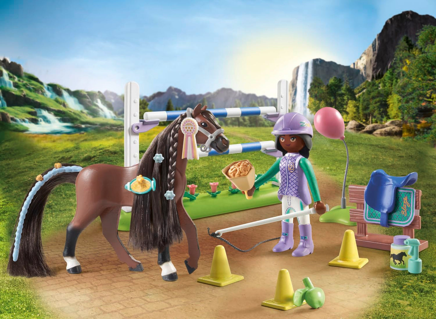 PLAYMOBIL Horses of Waterfall 71496 Pony Carriage, Magical Trip with the Pony, Exciting Adventures at the Waterfall Ranch, Detailed Toy for Children from 4 Years