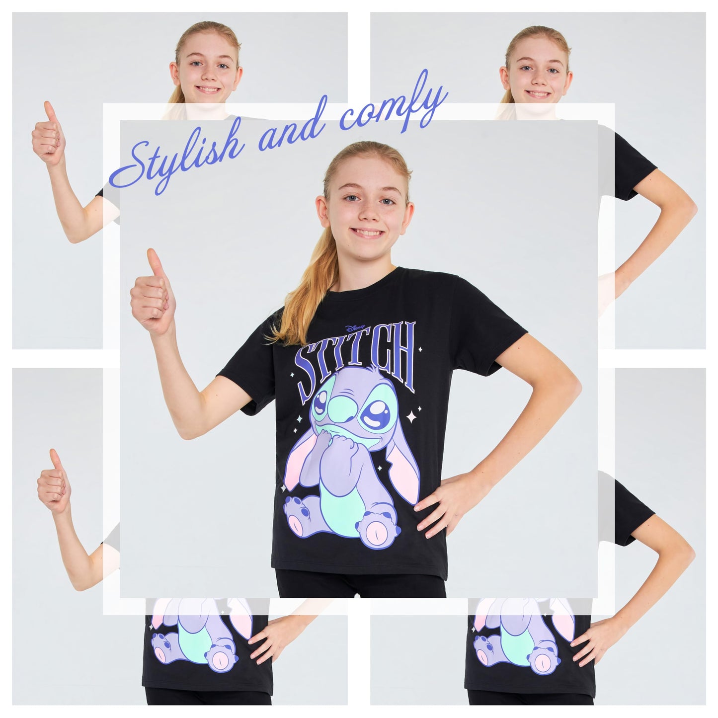 Disney Stitch T Shirt Mädchen Teenagers mit Rundhalsausschnitt 2er Pack Farbenfrohe T-Shirt Kinder Set Geschenke für Mädchen